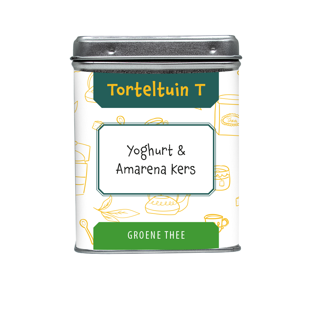 Theeboetiek-Blikje yoghurt en amarena kers