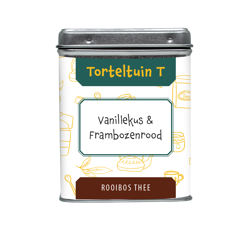Theeboetiek-Blikje vanilliekus en frambozenrood